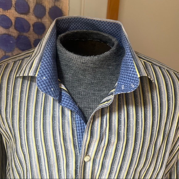 Thomas Dean Contrast Cuff Long Sleeve Button Up Sport Dress Shirt XXL/TTG - Picture 3 of 8